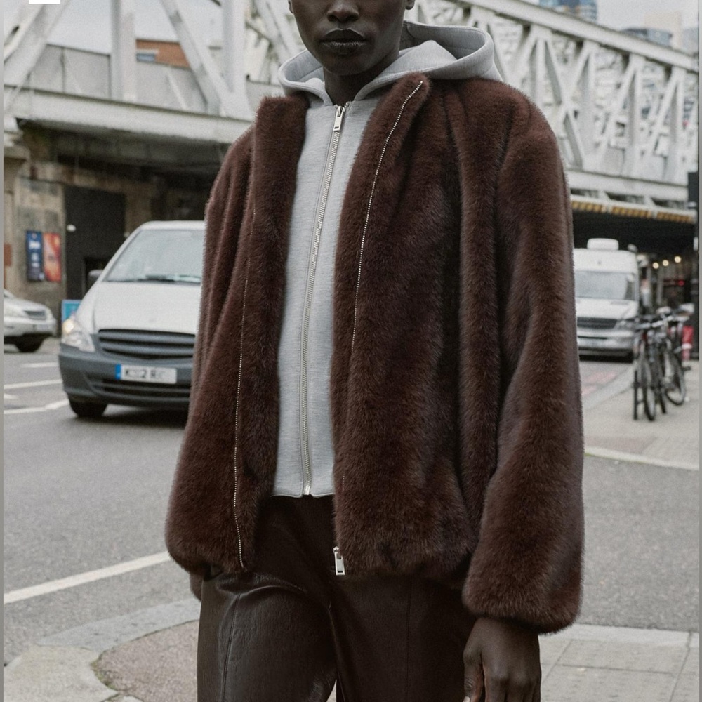 Zara Brown Faux Fur Jacket
